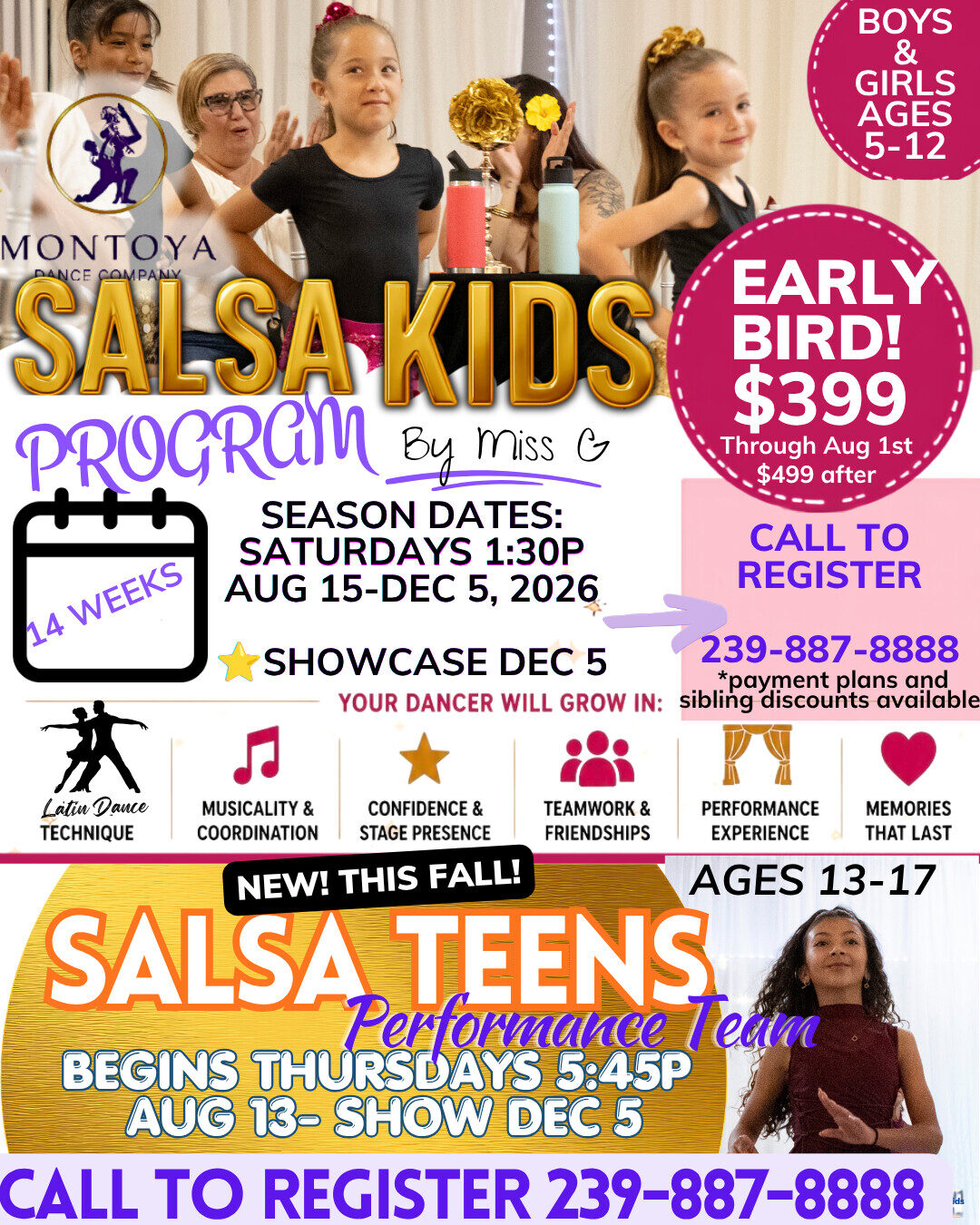 salsa kids and salsa teens flyer